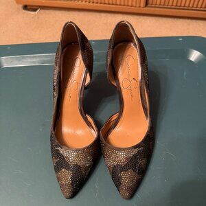 Jessica Simpson Crystal Camoflague Heels Size 8; Barely worn
